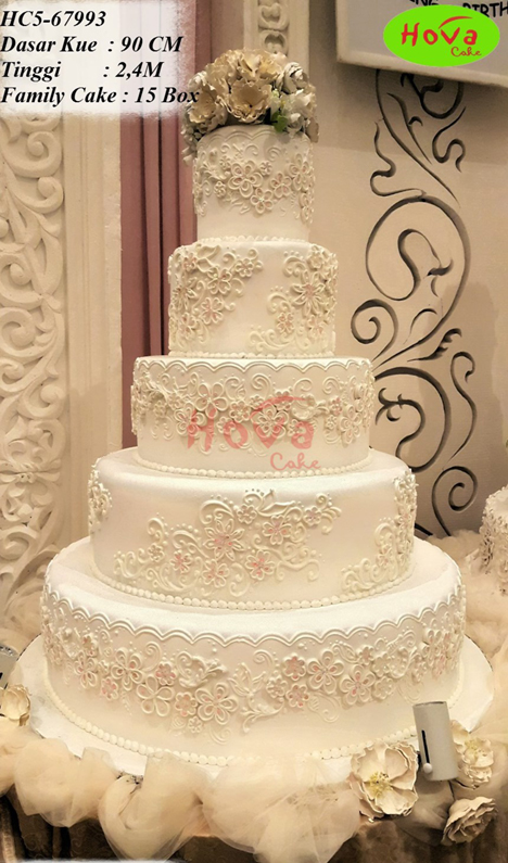 Wedding Cake 3D Lace untuk 5 Tiered Wedding Cake